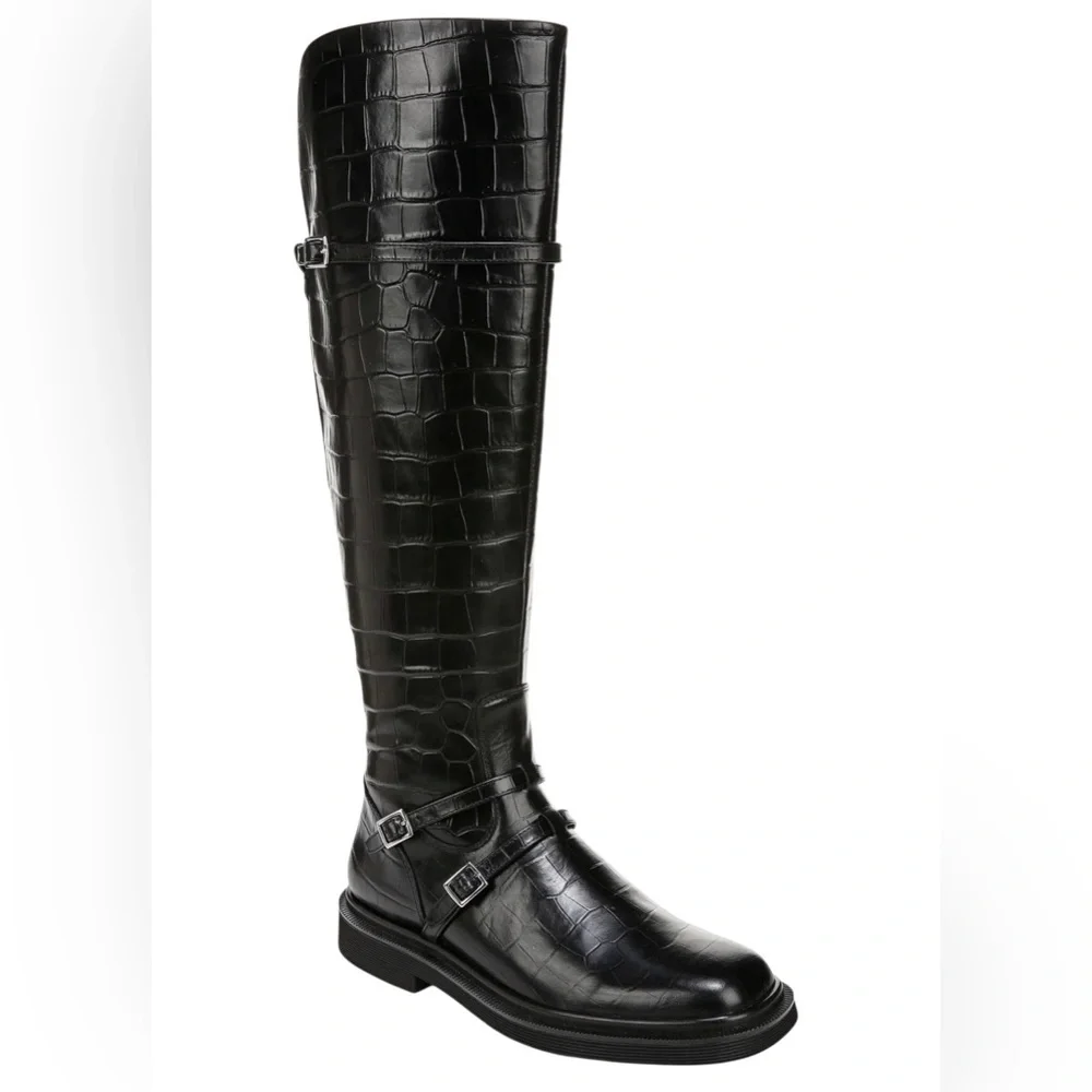 SARTO by Franco Sarto Ainsley Knee High Boots Black Croc Embossed women’s size 5